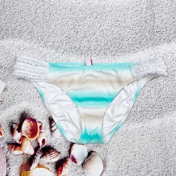 Victoria’s Secret Ombre Tie Dye Bikini Bottoms Green White Size M - Picture 2 of 8